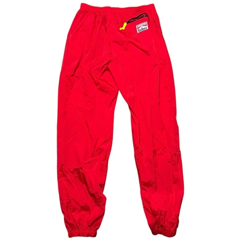 Vintage Marlboro Track Pants L Crimson Red Nylon Joggers 90s